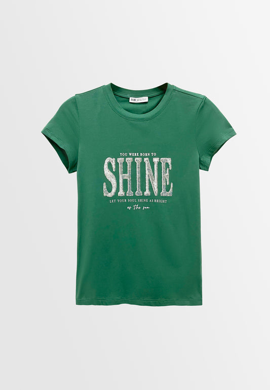 Women Short-Sleeve Graphic Tee - Dark Green - M3W776