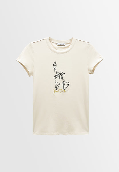 Women Short-Sleeve Graphic Tee - Khaki - M3W779