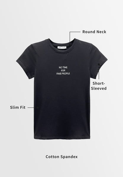 Women Short-Sleeve Graphic Tee - Black - M3W684