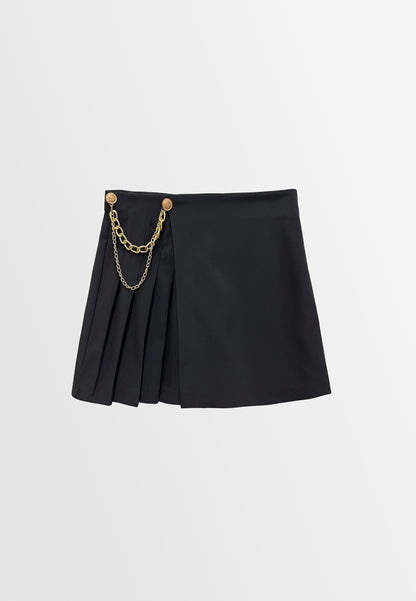 Women Box Pleat Skort - Black - H2W667