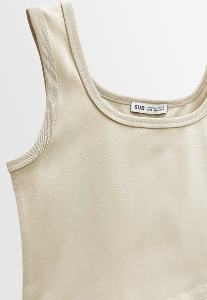 Women Scoop Neck Tank Top - Khaki - M3W843