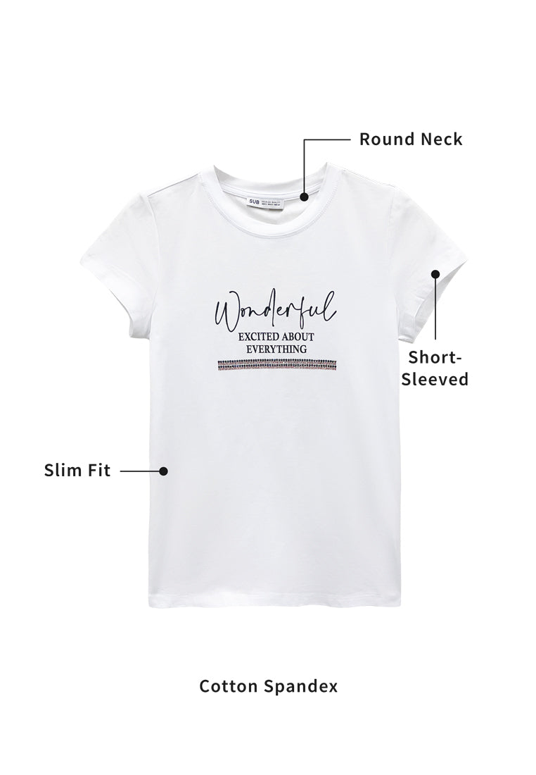 Women Short-Sleeve Graphic Tee - White - M3W778