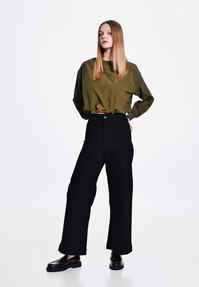 Women Long-Sleeve Blouse - Army Green - 310031