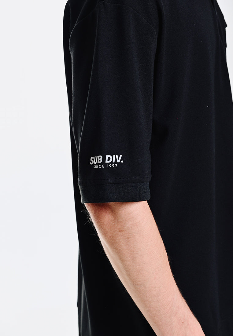 Men Short-Sleeve Oversized Polo Tee - Black - 310223