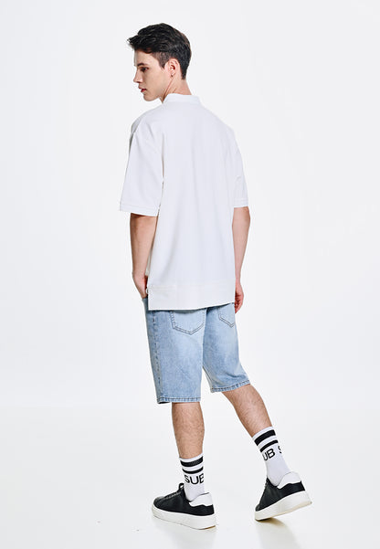 Men Short-Sleeve Oversized Polo Tee - White - 310224