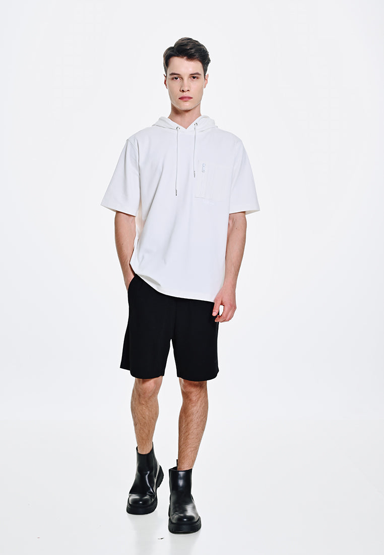 Men Short-Sleeve Sweatshirt Hoodie - White - 410046