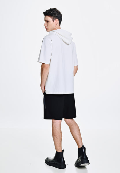 Men Short-Sleeve Sweatshirt Hoodie - White - 410046