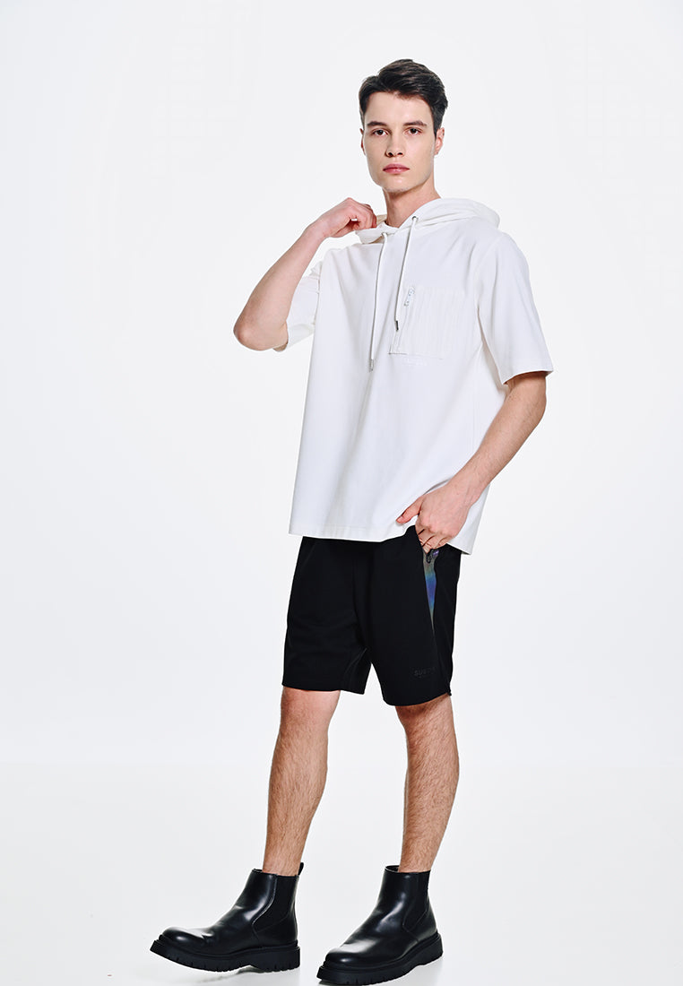 Men Short-Sleeve Sweatshirt Hoodie - White - 410046