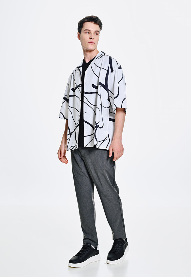 Men Oversized Short-Sleeve Shirt - White - 410050