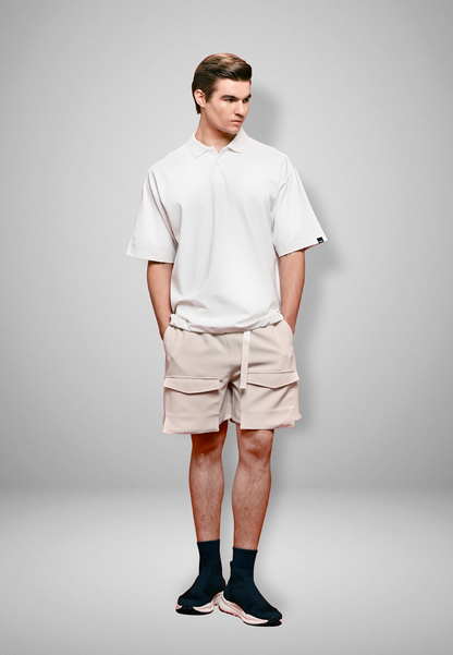 Men Short-Sleeve Oversized Polo Tee - White - 410073