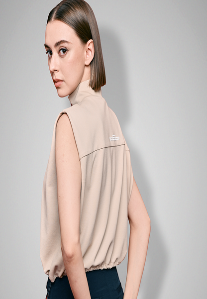 Women Sleeveless Sweatshirt - Khaki - 410077