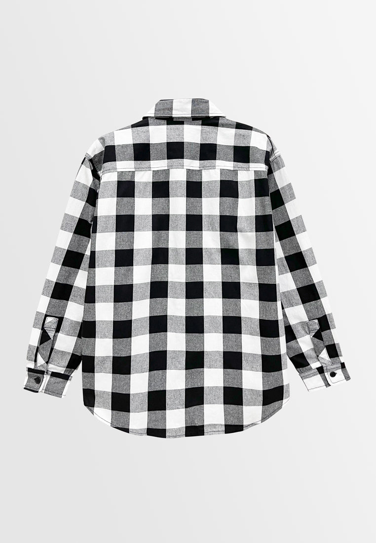 Men Grid Long-Sleeve Shirt - Black - S3M567