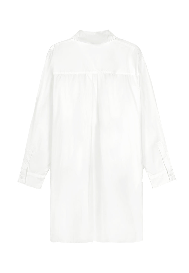 Women Oversized Long-Sleeve Blouse - White - 410081