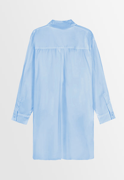 Women Oversized Long-Sleeve Blouse - Light Blue - 410082