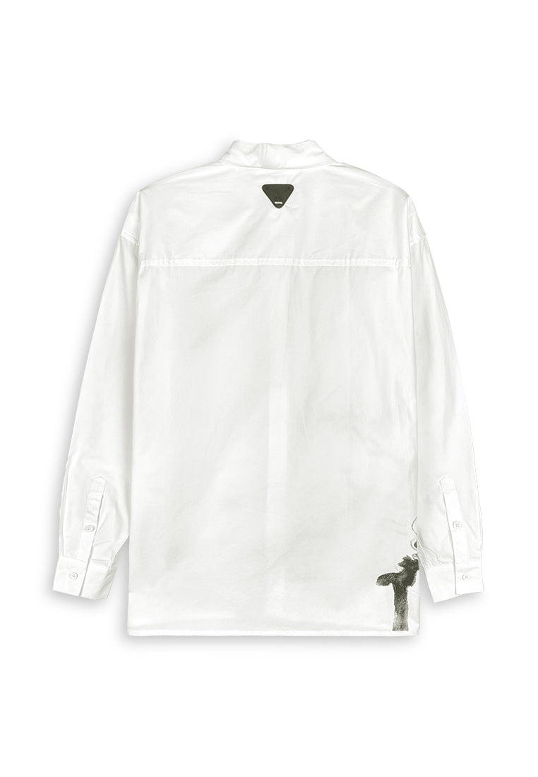 Men Oversized Long-Sleeve Shirt - White - 410452