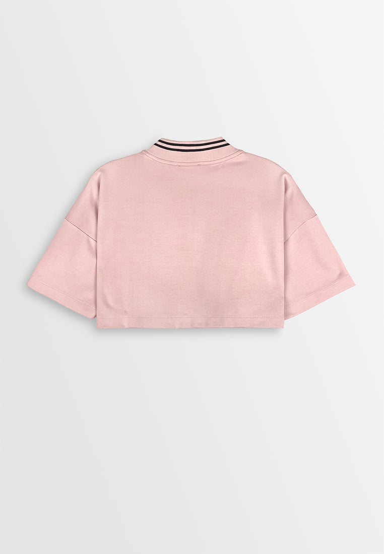 Women Oversized Fashion Crop Tee - Pink - 410455