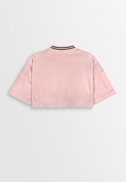 Women Oversized Fashion Crop Tee - Pink - 410455