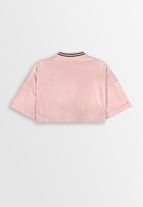 Women Oversized Fashion Crop Tee - Pink - 410455