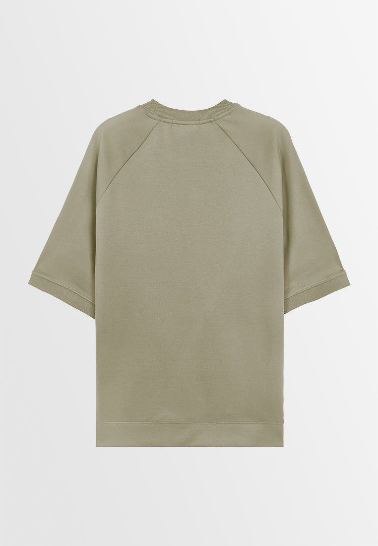 Men Oversized T-Shirt Short Sleeve - Dark Khaki - 410043