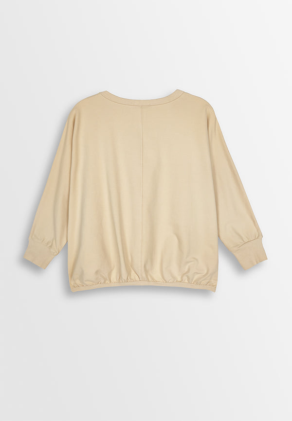 Women Long-Sleeve Fashion Tee - Khaki - 410135