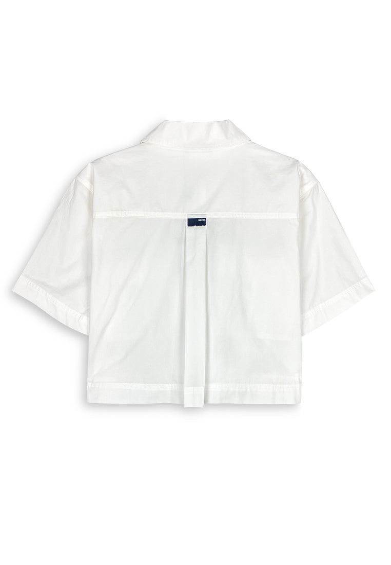 Women Oversized Short-Sleeve Shirt - White - 410456