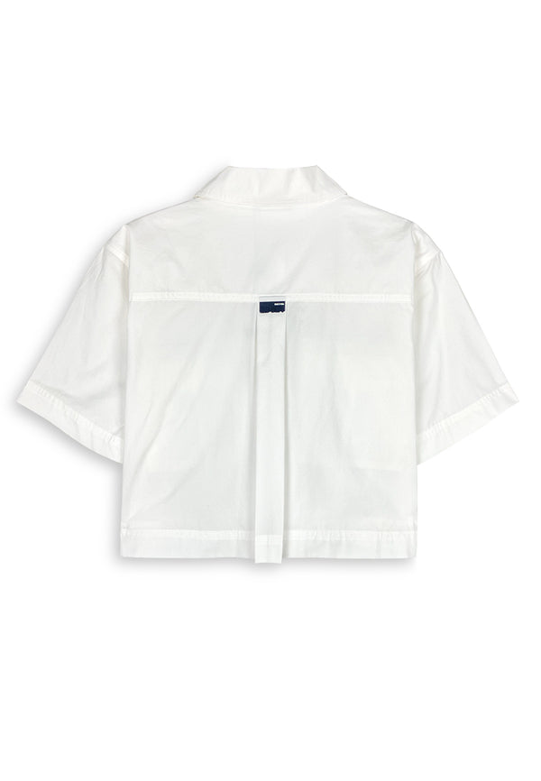 Women Oversized Short-Sleeve Shirt - White - 410456