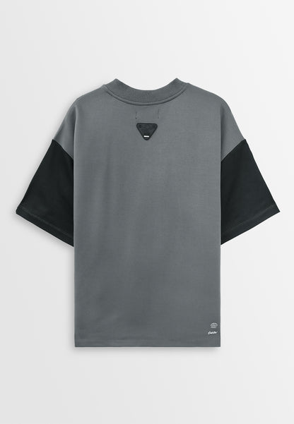 Men Oversized T-Shirt Short Sleeve - Dark Grey - 410440