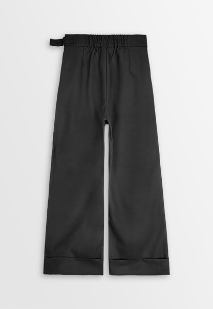 Women Straight Cut Long Pants - Black - 410279