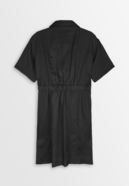 Women Shirt Midi Dress - Black - 410343