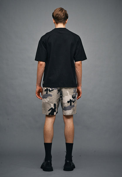 Men Oversized T-Shirt Short Sleeve - Black - 410328