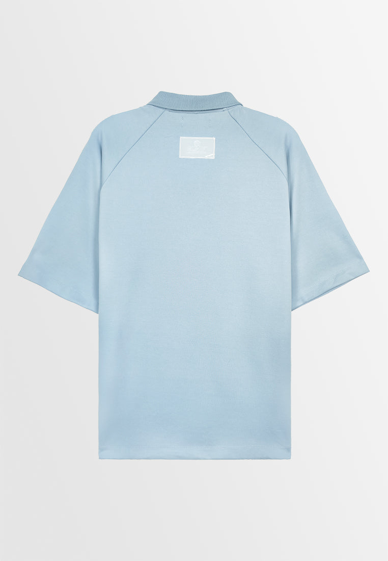 Men Short-Sleeve Oversized Polo Tee - Blue - 410072