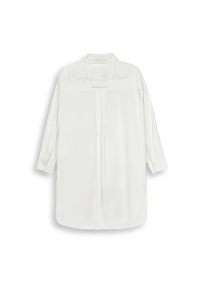 Women Oversized Long-Sleeve Shirt - White - 410201