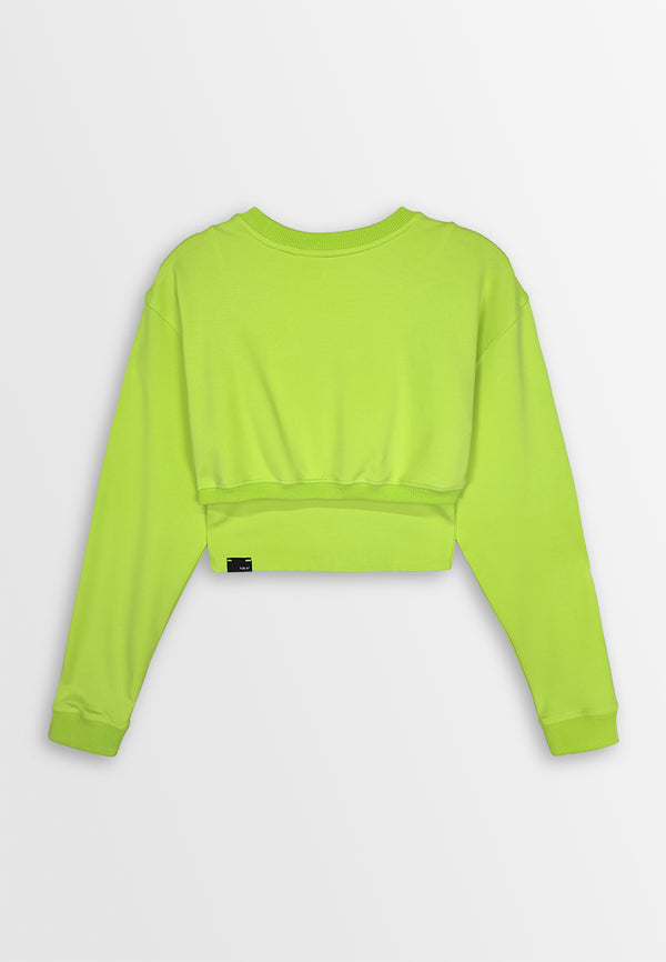 Women Long-Sleeve Sweatshirt Crop Top - Yellow - 410287