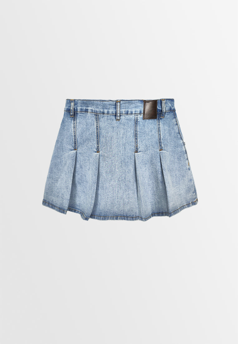 Women Short Flared Skirt - Light Blue - 410053