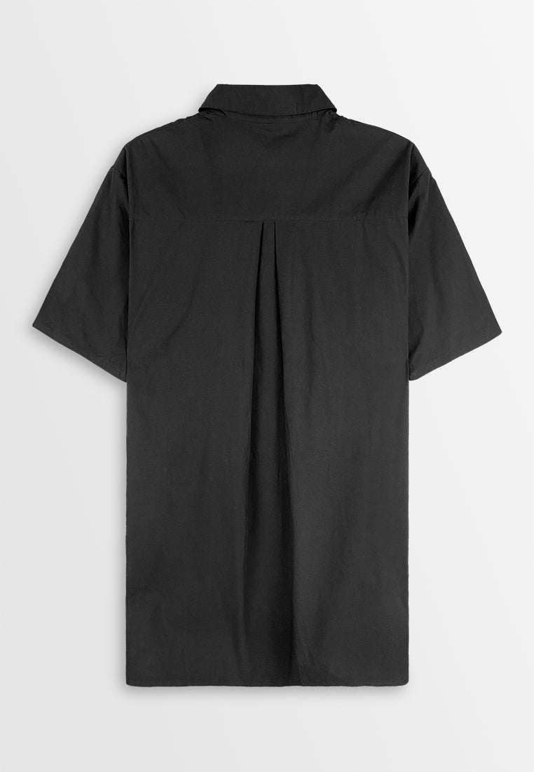 Women Oversized Short-Sleeve Shirt - Black - 410374