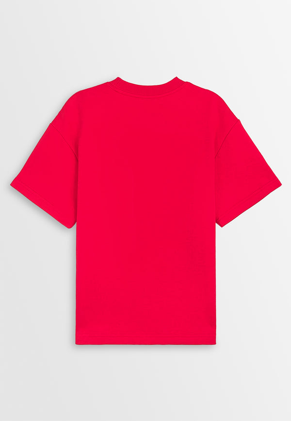 Men Oversized T-Shirt Short Sleeve - Red - 410415