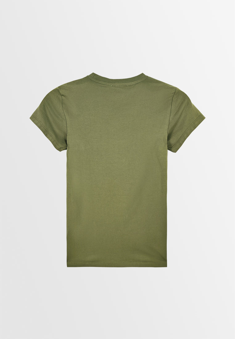 Women Short-Sleeve Graphic Tee - Army Green - M3W696