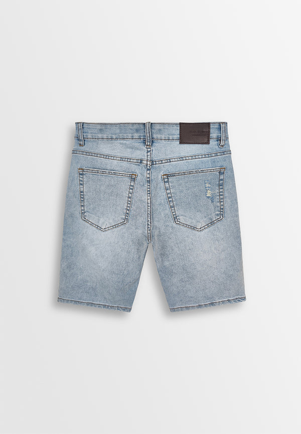 Men Ripped Short Jeans - Light Blue - 410201