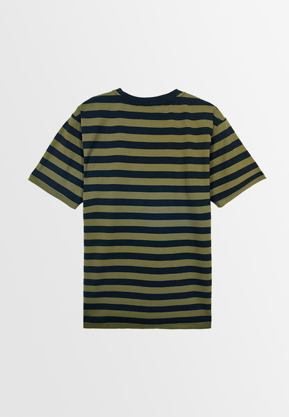 Men Short-Sleeve Striped Graphic Tee - Khaki - M3M835