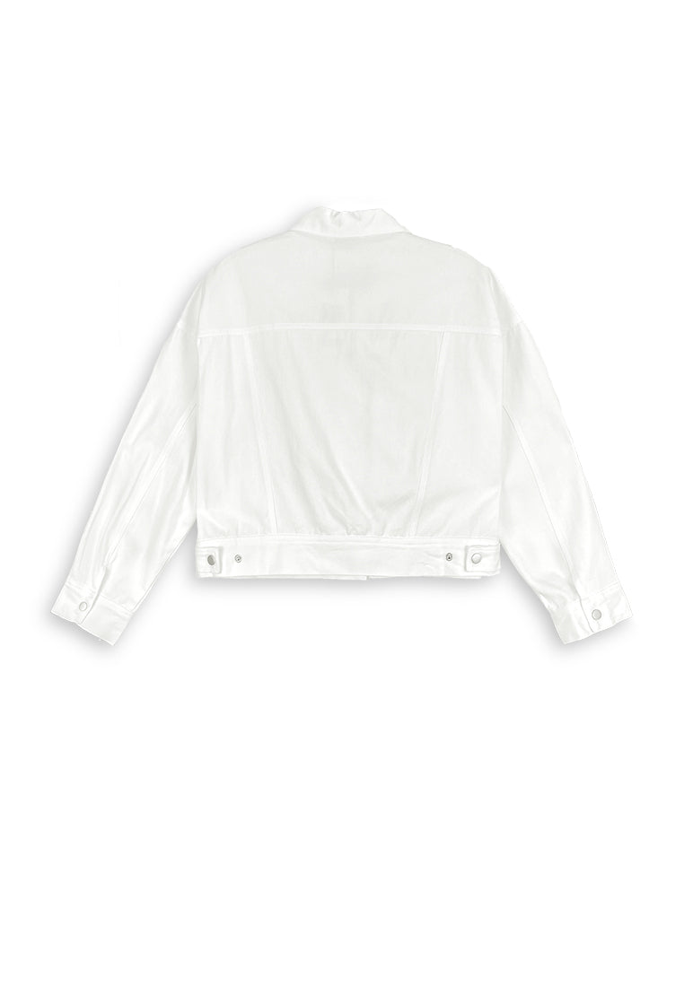 Women Oversized Denim Jacket - White - 410261