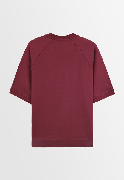 Men Oversized T-Shirt Short Sleeve - Maroon - 310200