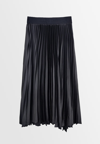 Women Pleated Long Skirt - Black - 310128