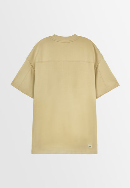 Men Oversized T-Shirt Short Sleeve - Khaki - 410143