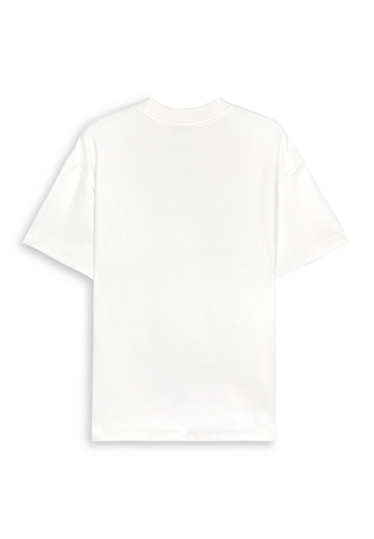 Men Oversized T-Shirt Short Sleeve - White - 410359