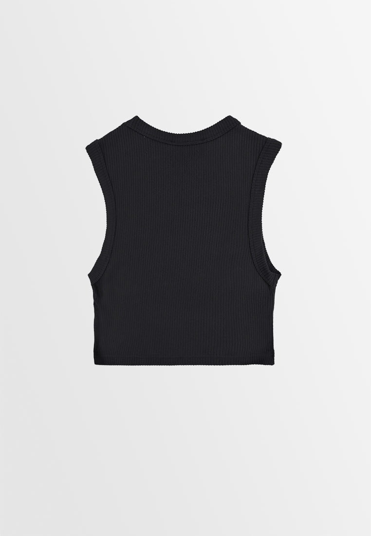 Women Sleeveless Crop Top - Black - 410024