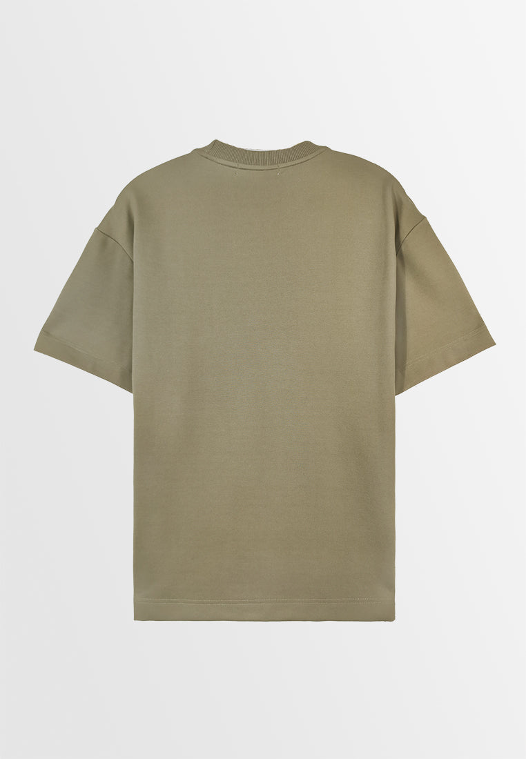 Men Oversized T-Shirt Short Sleeve - Dark Khaki - 310015