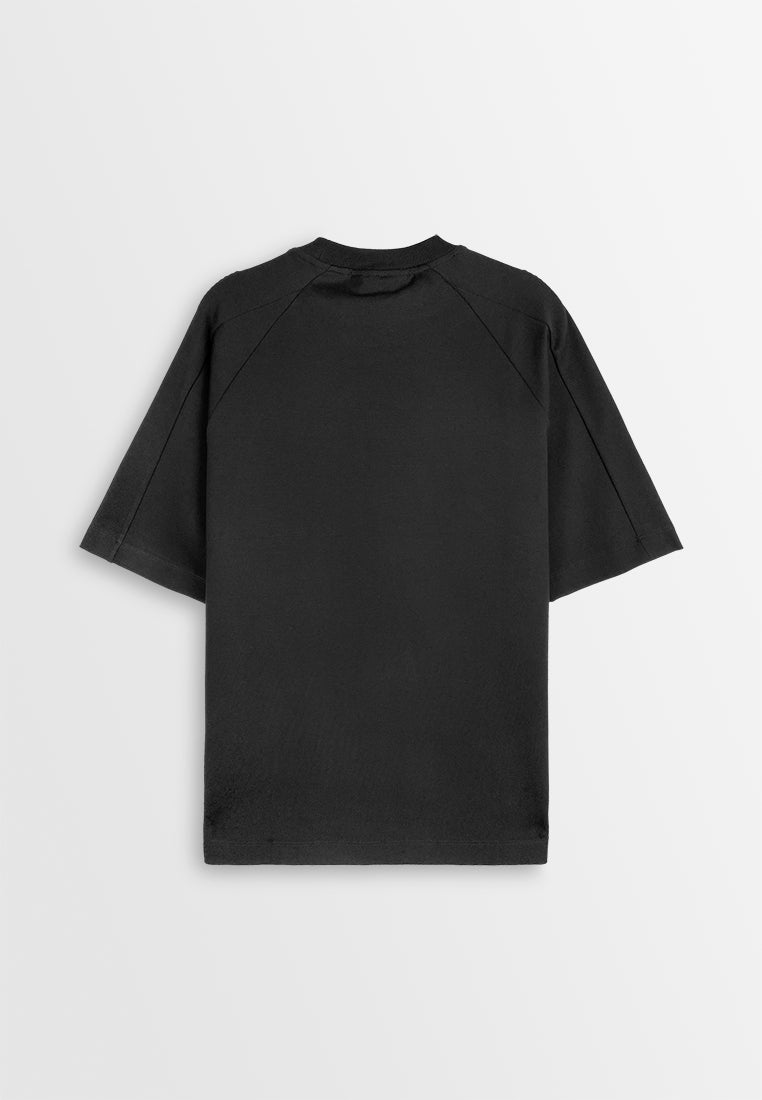 Men Oversized T-Shirt Short Sleeve - Black - 410328