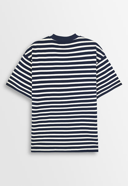 Men Oversized T-Shirt Short Sleeve - Navy - 410131