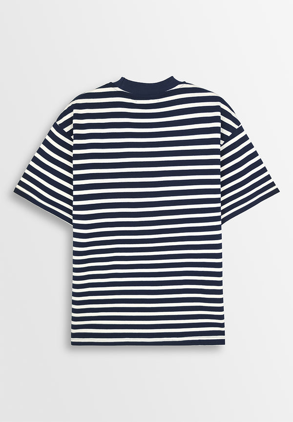 Men Oversized T-Shirt Short Sleeve - Navy - 410131