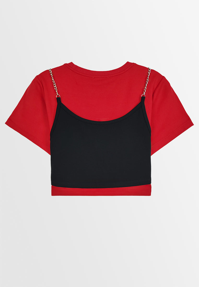 Women Short-Sleeve Fashion Tee - Red - 310196